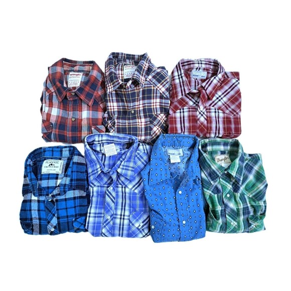 Pearl Snap Shirt Lot of 8 Mens Large To XL Wrangler Cactus Sears Western Rodeo - Picture 1 of 16